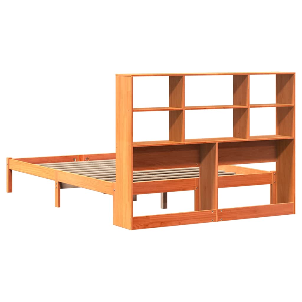 Krevet s regalom za knjige bez madraca 140 x 190 cm od borovine