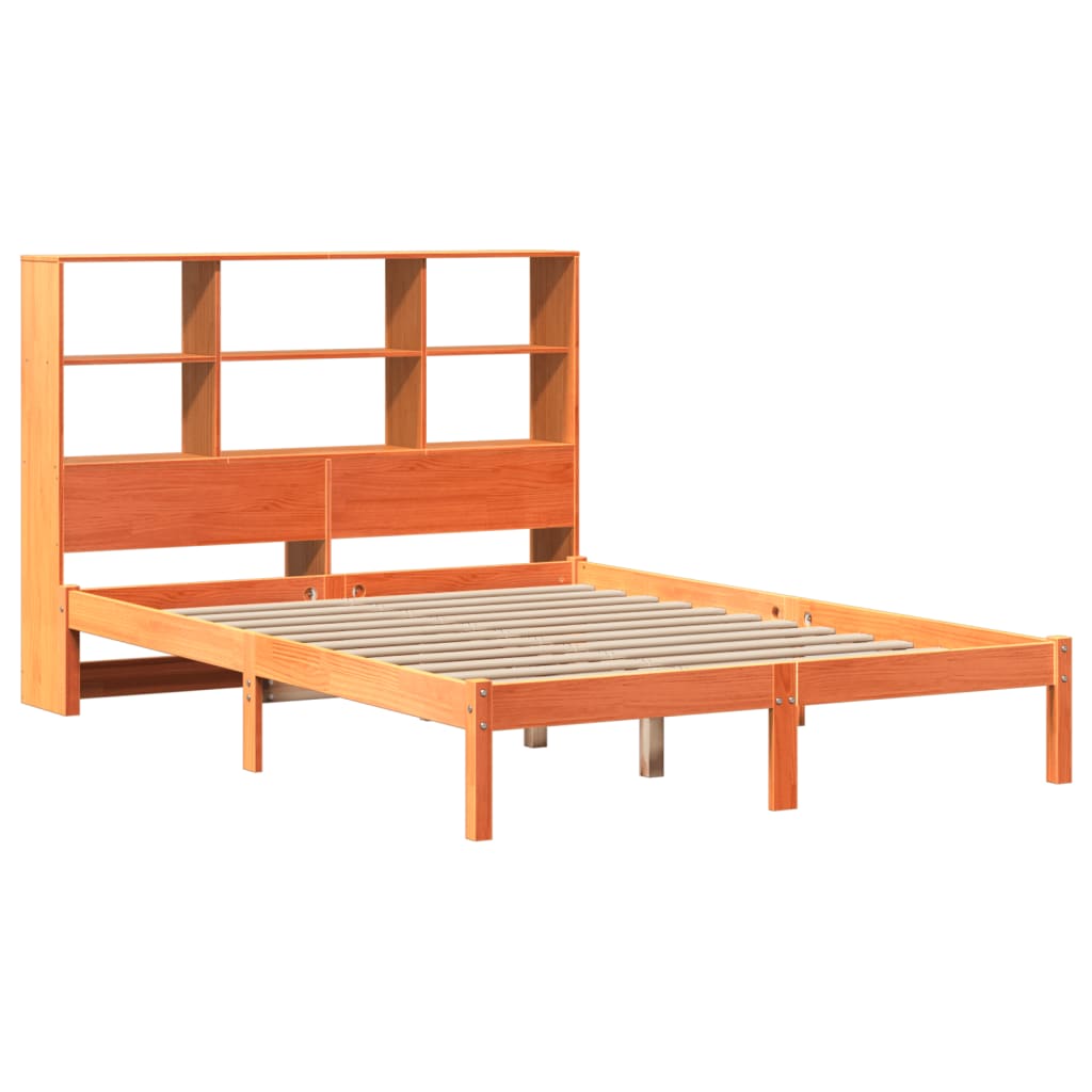 Krevet s regalom za knjige bez madraca 120 x 200 cm od borovine