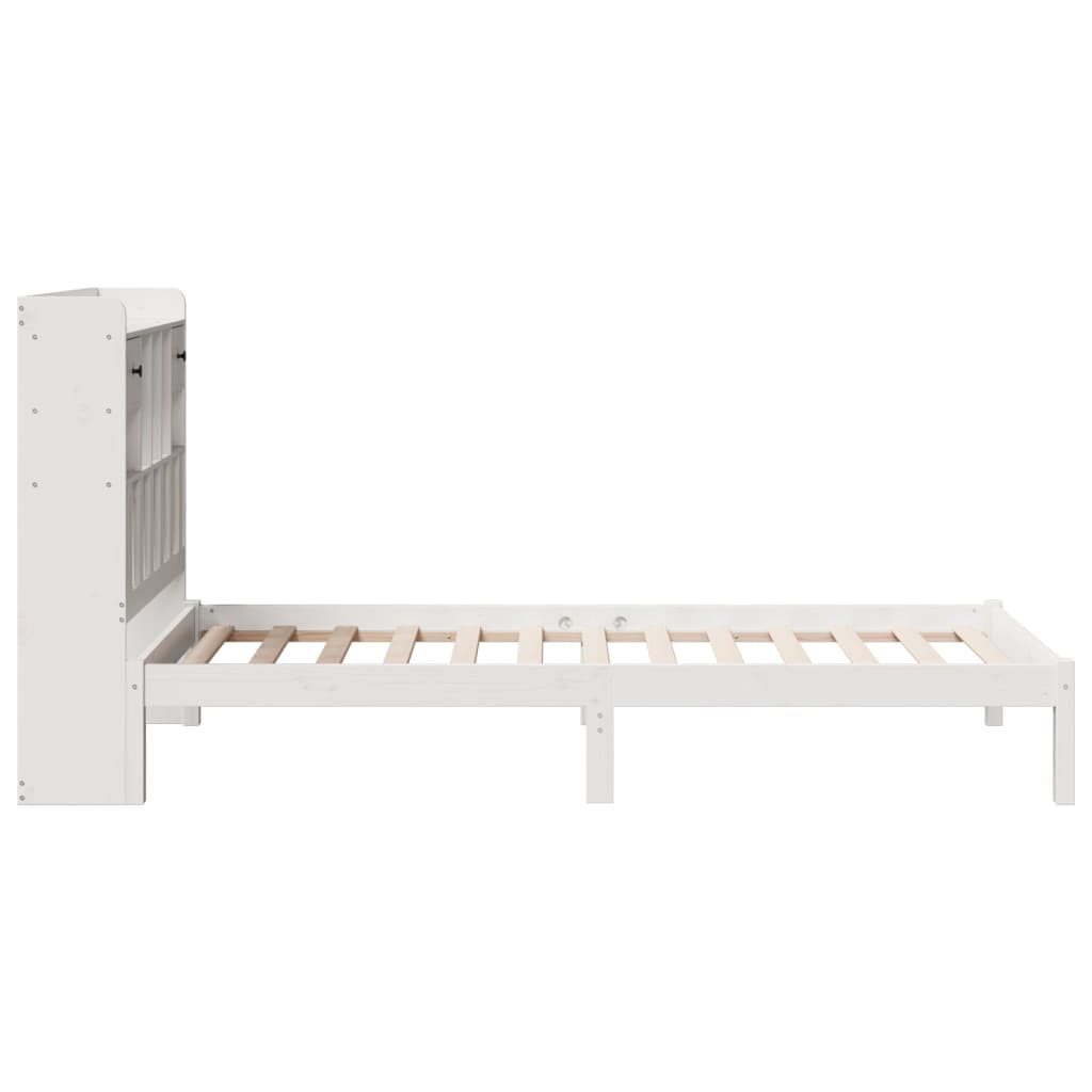 Krevet s regalom za knjige bez madraca bijeli 90x190cm borovina