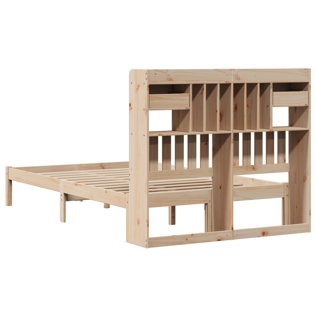 Krevet s regalom za knjige bez madraca 135x190 cm od borovine