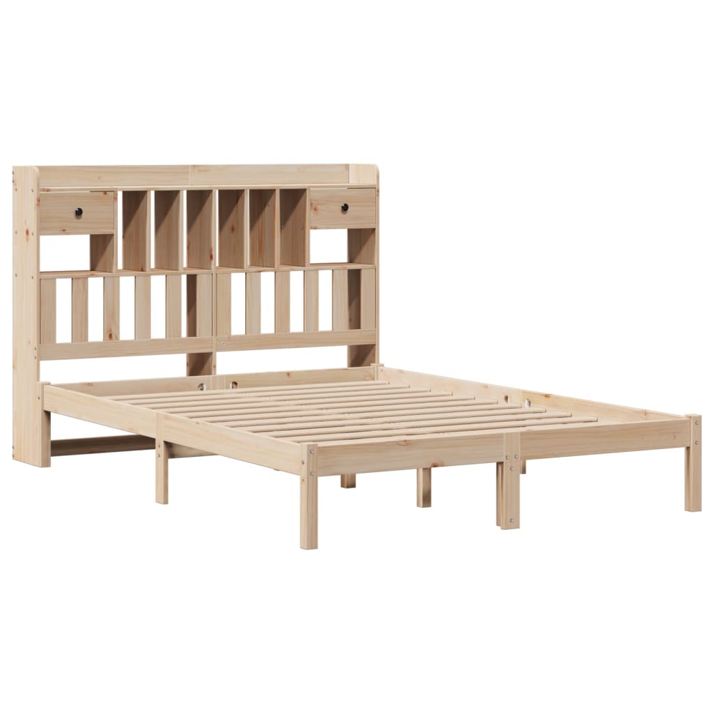 Krevet s regalom za knjige bez madraca 140x190 cm od borovine