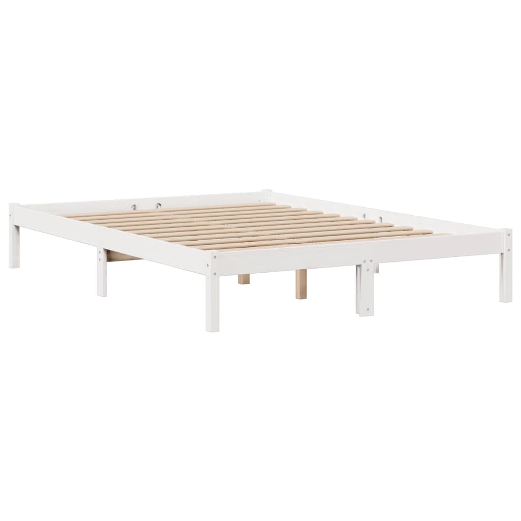 Krevet s regalom z knjige bez madraca bijeli 140x190cm borovina