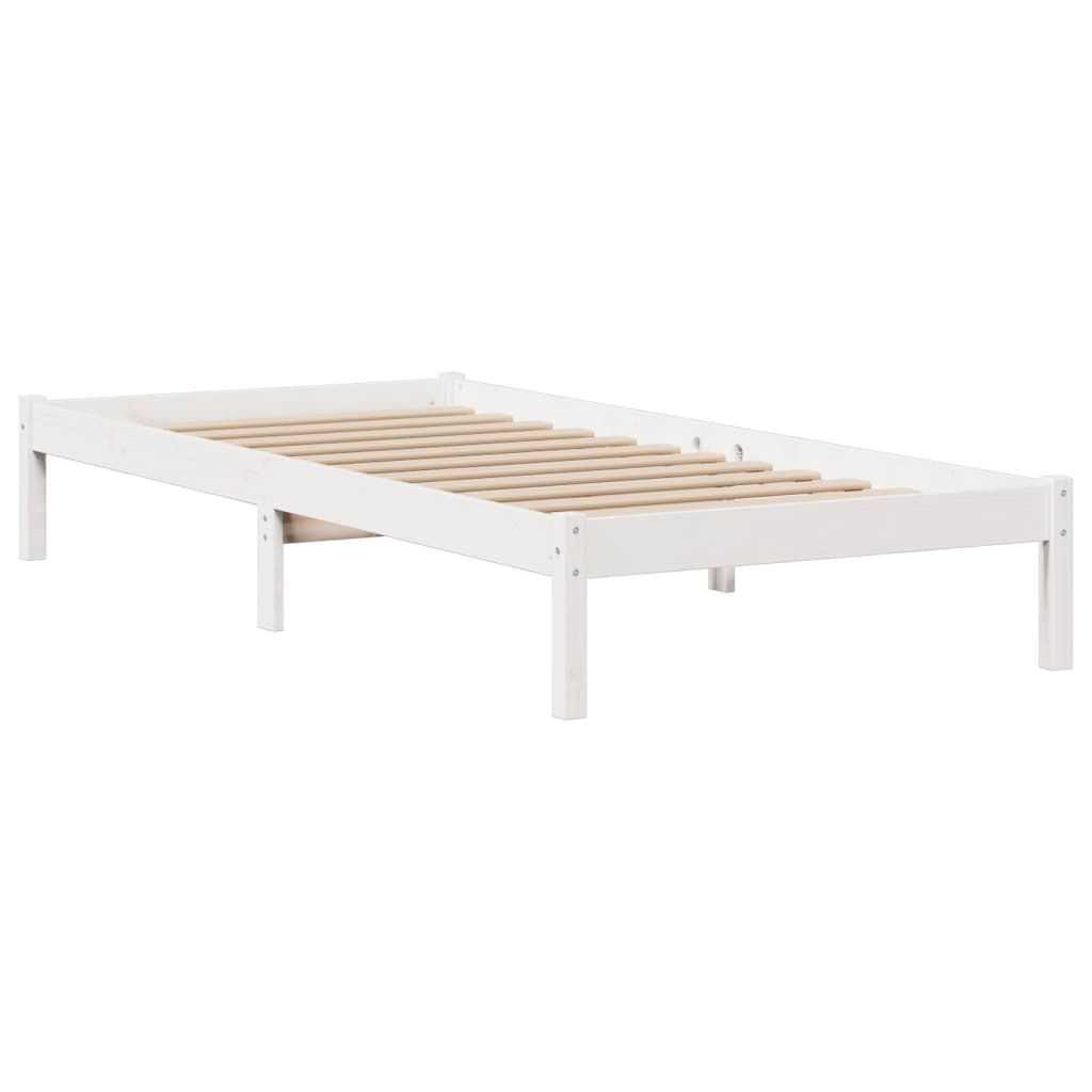 Krevet s regalom za knjige bez madraca bijeli 90x200cm borovina