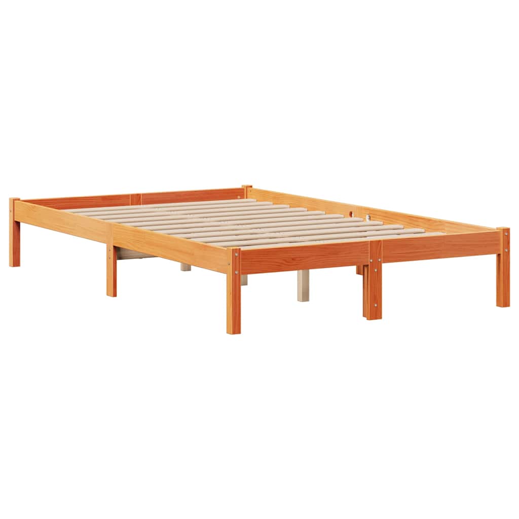 Krevet s regalom za knjige bez madraca 135 x 190 cm od borovine