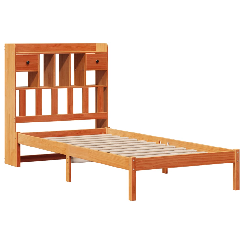 Krevet s regalom za knjige bez madraca 100 x 200 cm od borovine