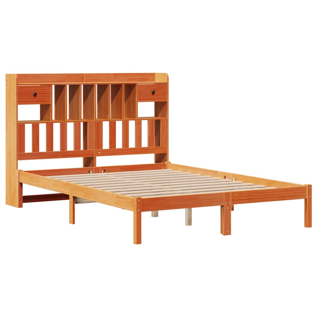 Krevet s regalom za knjige bez madraca 150x200 cm od borovine