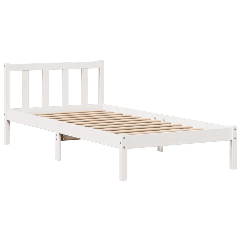 Krevet s regalom za knjige bez madraca bijeli 75x190cm borovina