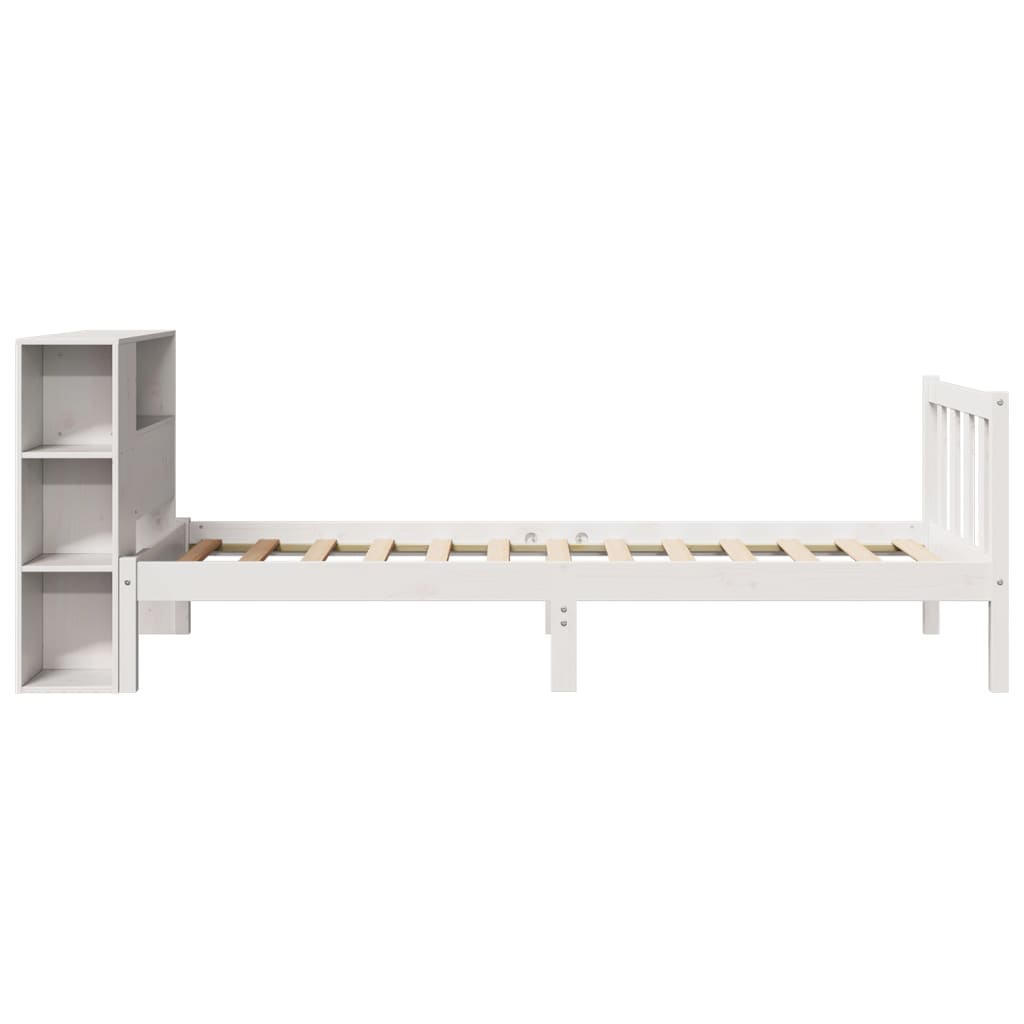 Krevet s regalom za knjige bez madraca bijeli 75x190cm borovina