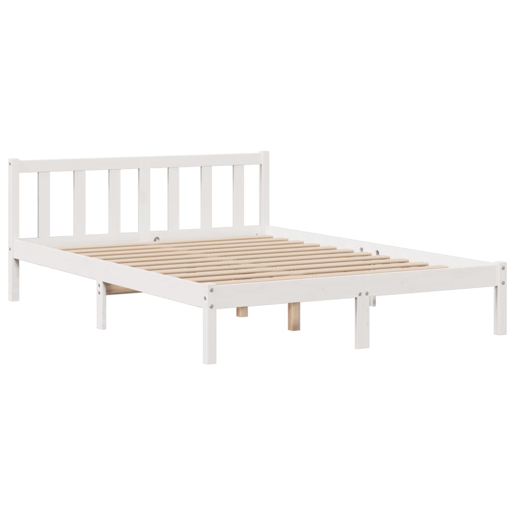 Krevet s regalom z knjige bez madraca bijeli 150x200cm borovina