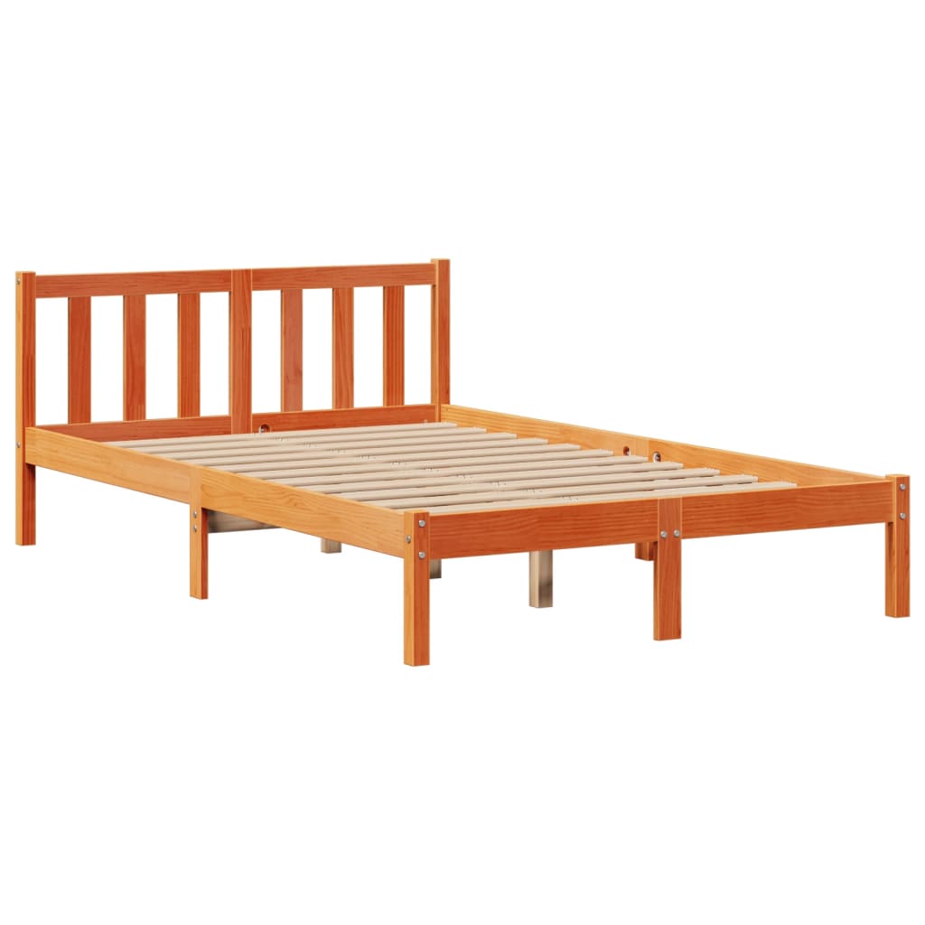Krevet s regalom za knjige bez madraca 135 x 190 cm od borovine