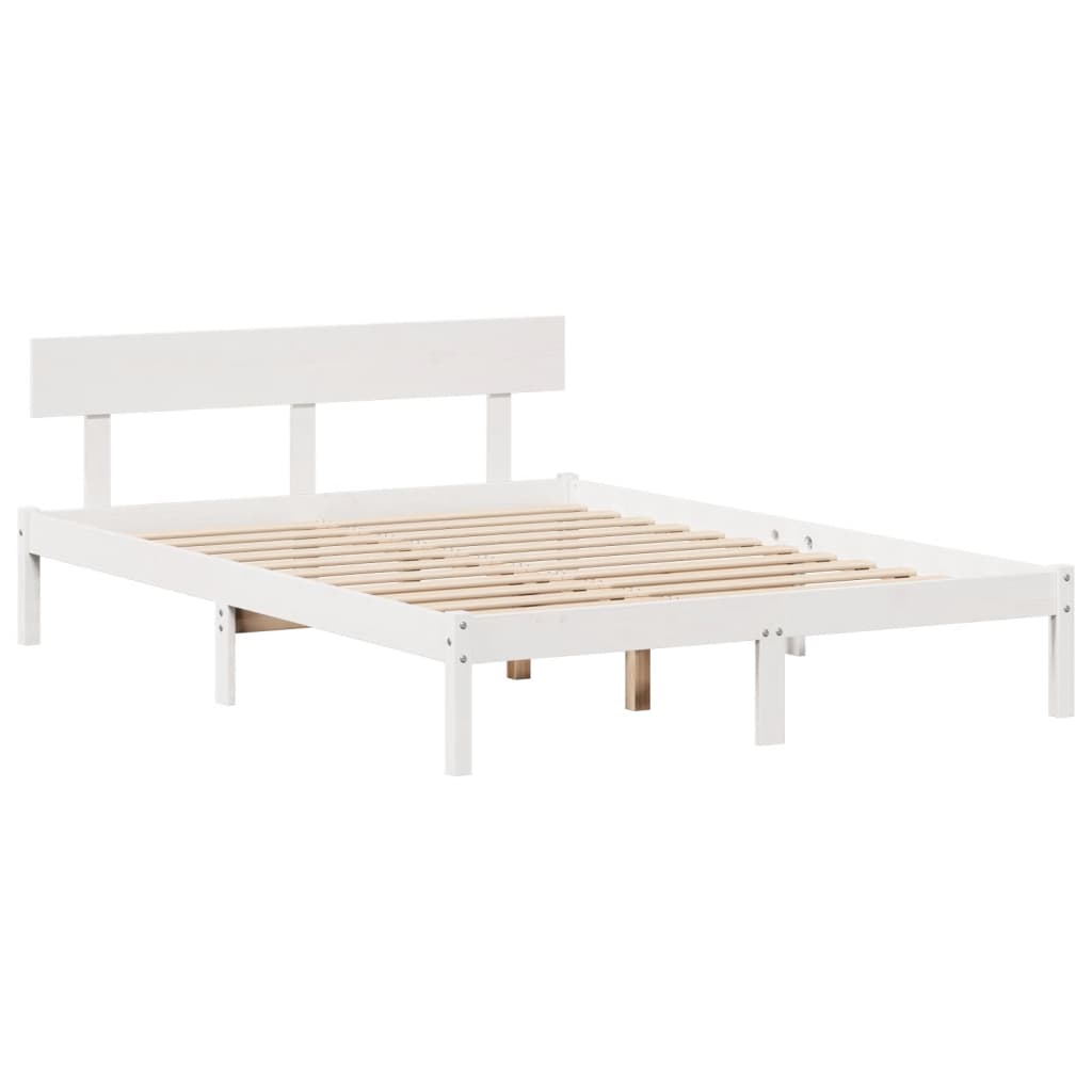 Krevet s regalom z knjige bez madraca bijeli 135x190cm borovina