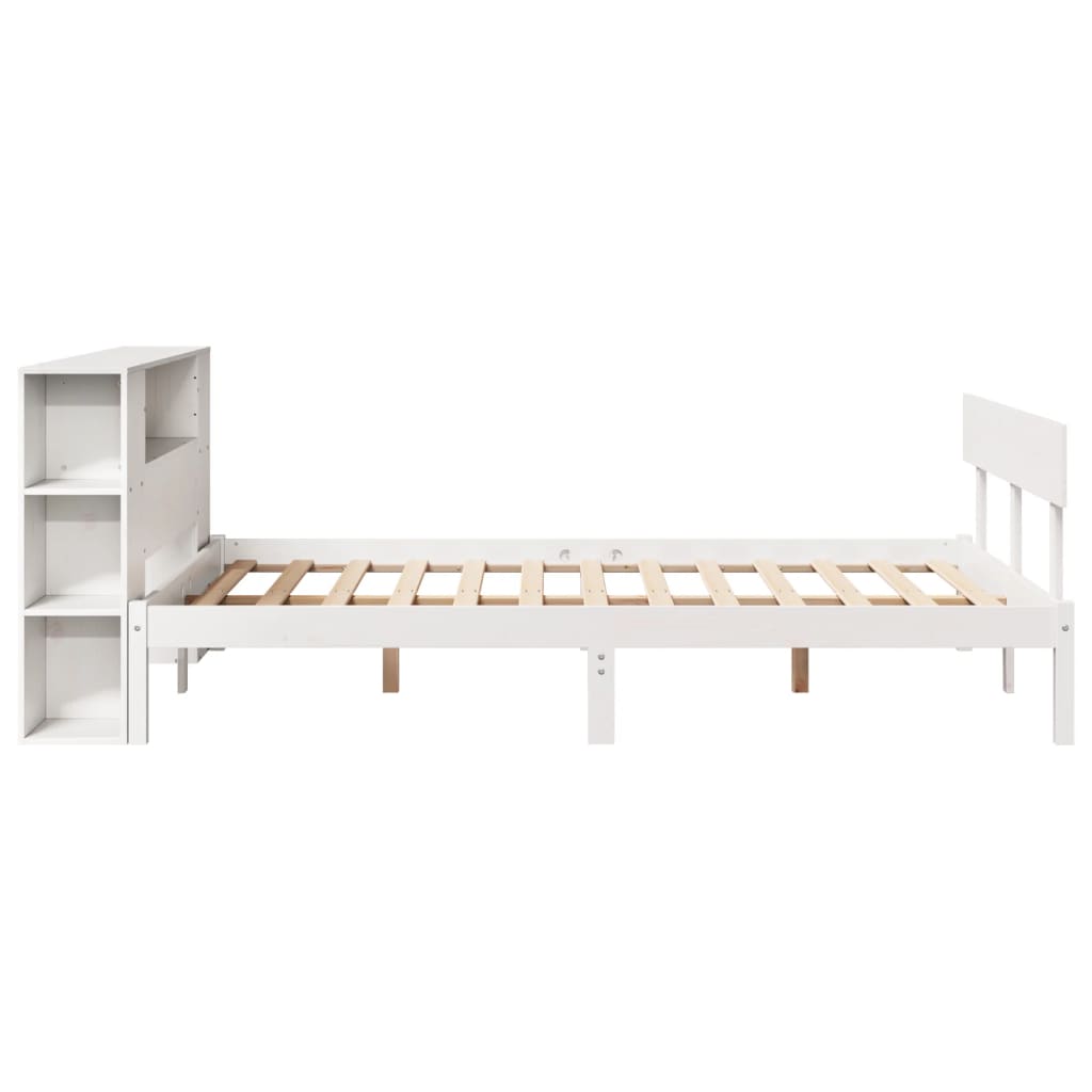 Krevet s regalom z knjige bez madraca bijeli 135x190cm borovina