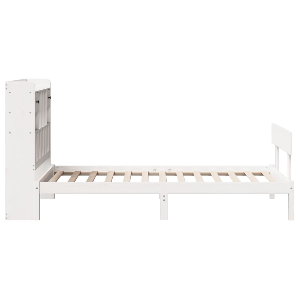 Krevet s regalom za knjige bez madraca bijeli 90x190cm borovina