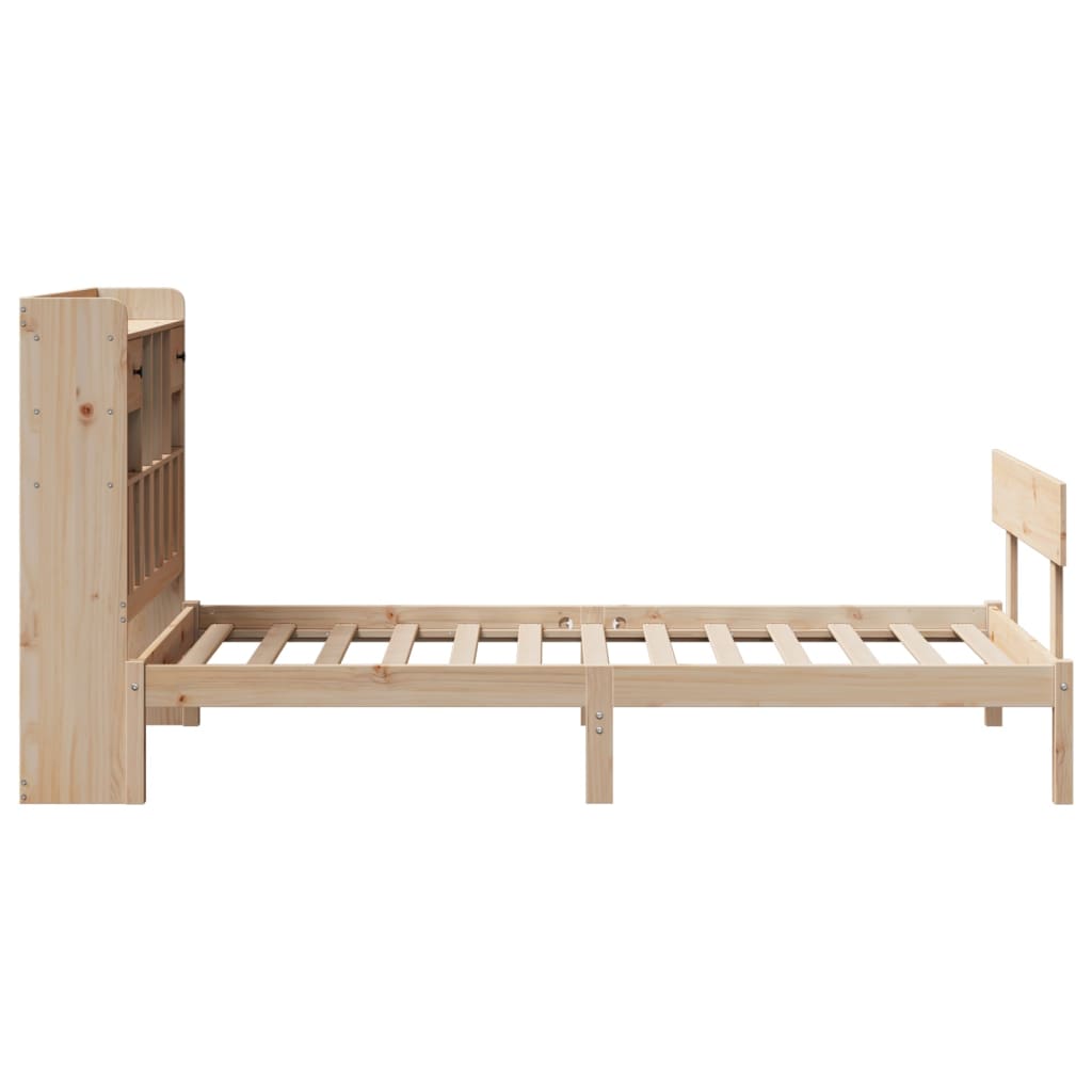Krevet s regalom za knjige bez madraca 90x200 cm od borovine