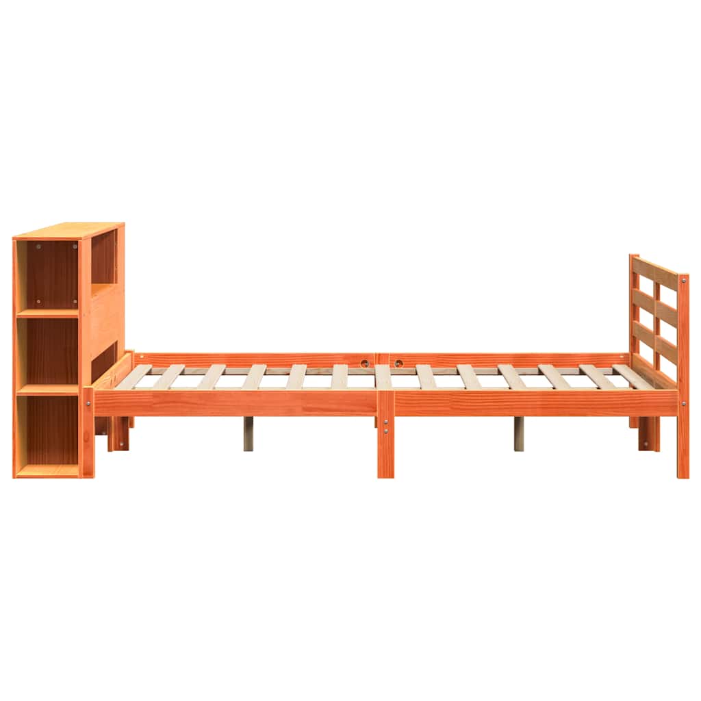 Krevet s regalom za knjige bez madraca 150x200 cm od borovine