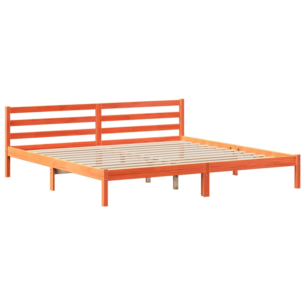 Krevet s regalom za knjige bez madraca 200x200 cm od borovine