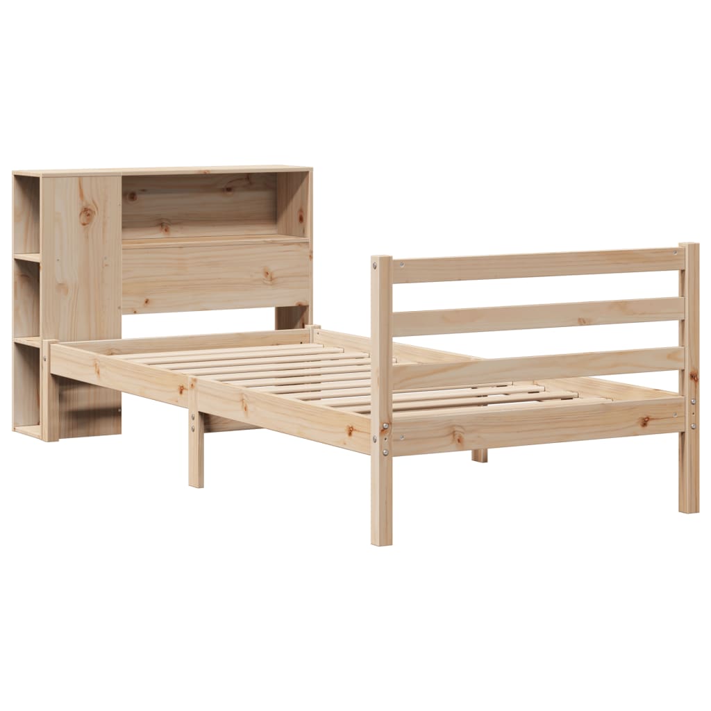 Krevet s regalom za knjige bez madraca 75x190 cm borovina