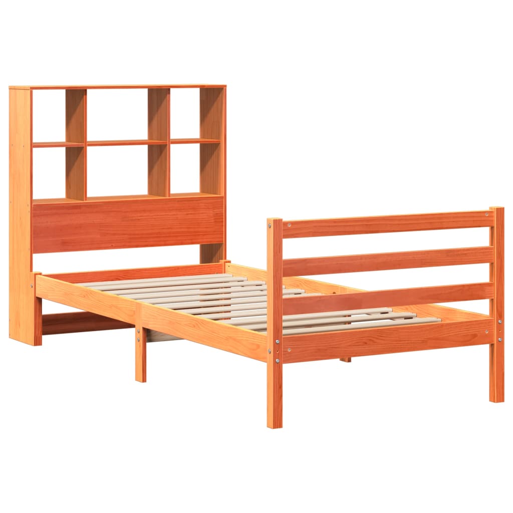 Krevet s regalom za knjige bez madraca 75 x 190 cm masivno drvo