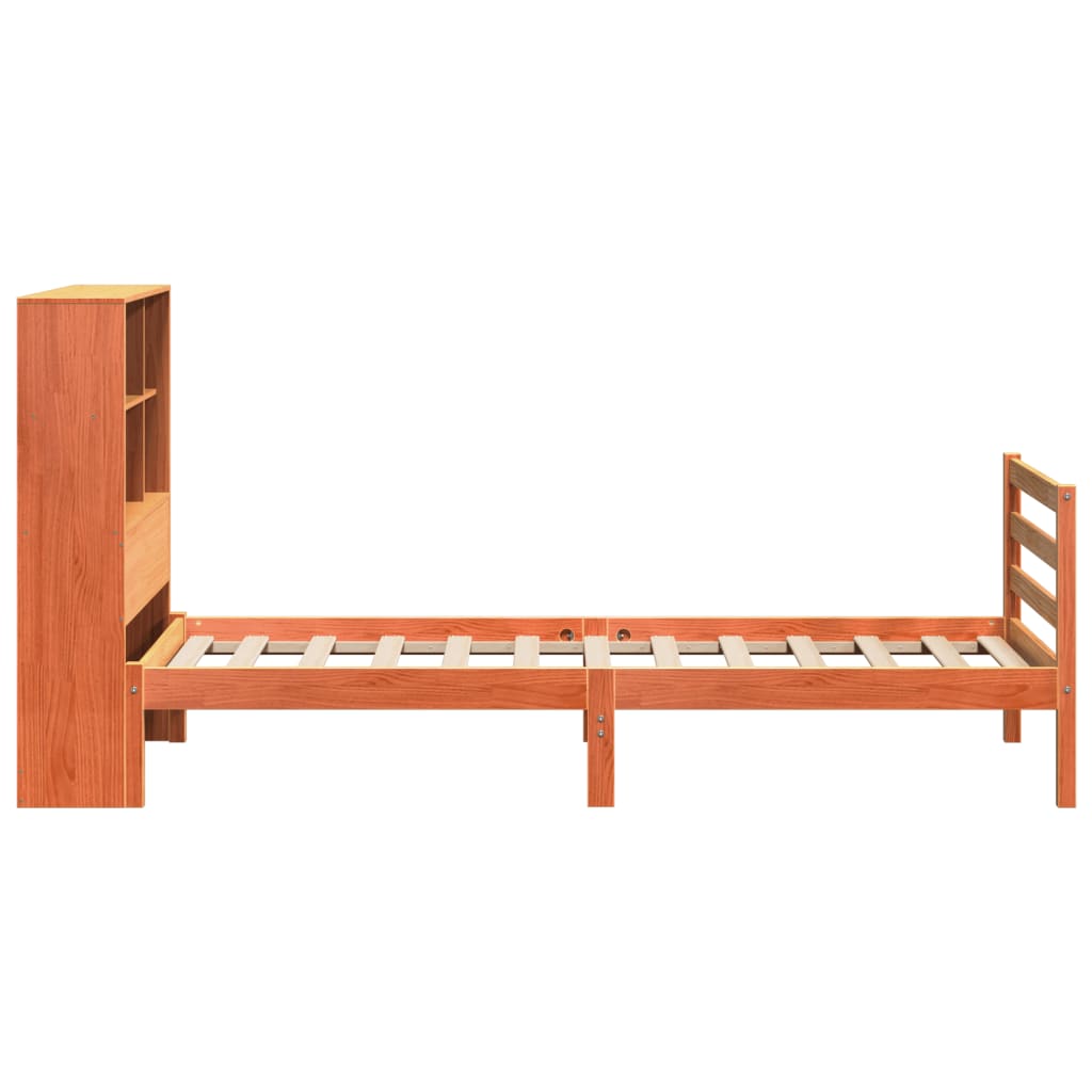 Krevet s regalom za knjige bez madraca 75 x 190 cm masivno drvo