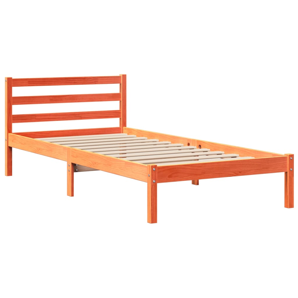 Krevet s regalom za knjige bez madraca 75 x 190 cm masivno drvo