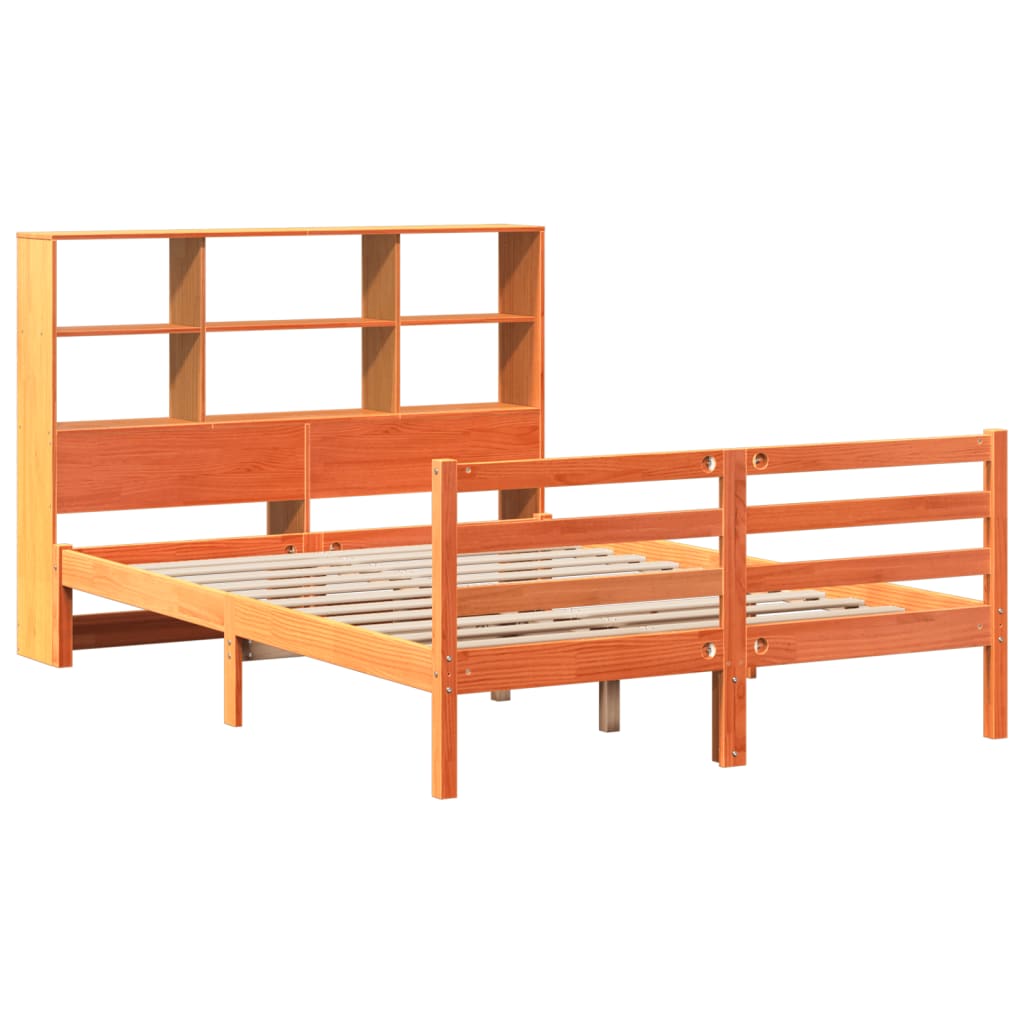 Krevet s regalom za knjige bez madraca 120x190 cm masivno drvo