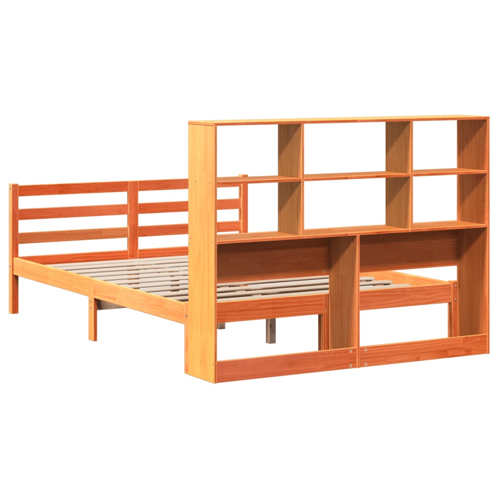 Krevet s regalom za knjige bez madraca 120x190 cm masivno drvo
