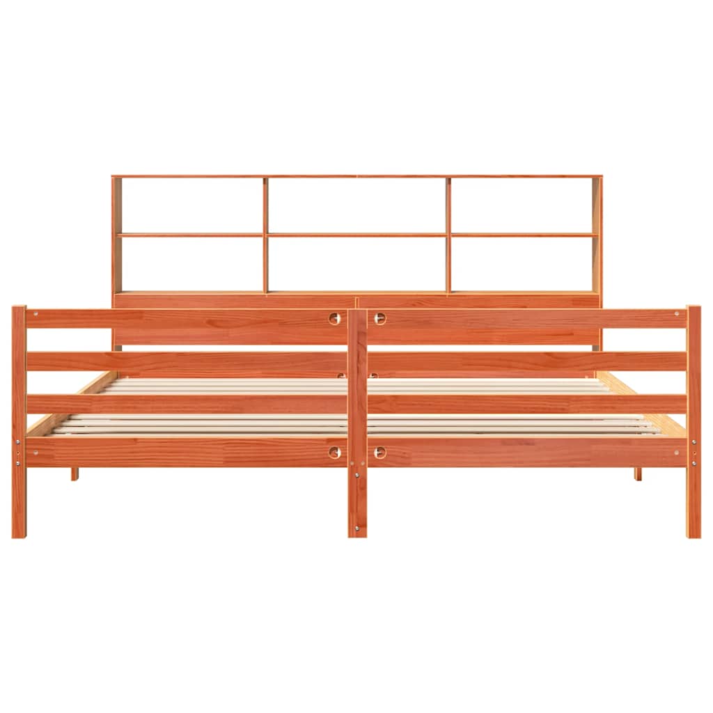 Krevet s regalom za knjige bez madraca 200x200 cm masivno drvo