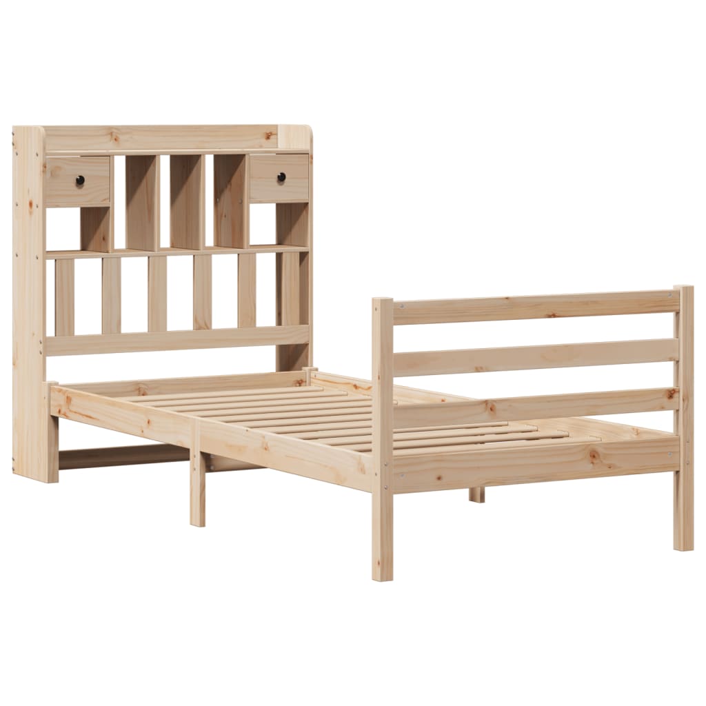 Krevet s regalom za knjige bez madraca 100x200 cm borovina