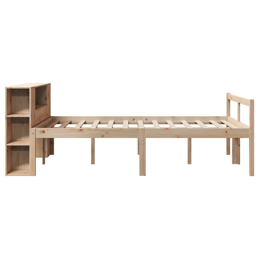 Krevet s regalom za knjige bez madraca 135x190 cm od borovine
