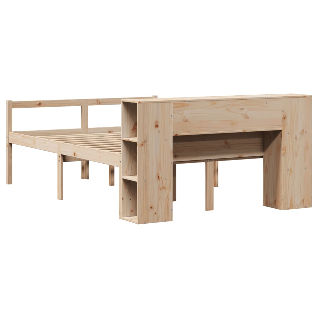 Krevet s regalom za knjige bez madraca 135x190 cm od borovine