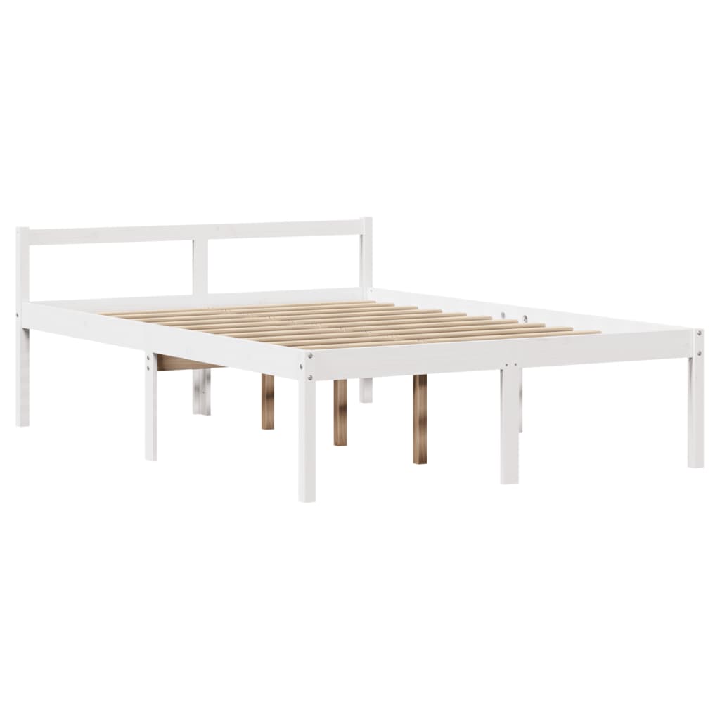 Krevet s regalom z knjige bez madraca bijeli 135x190cm borovina