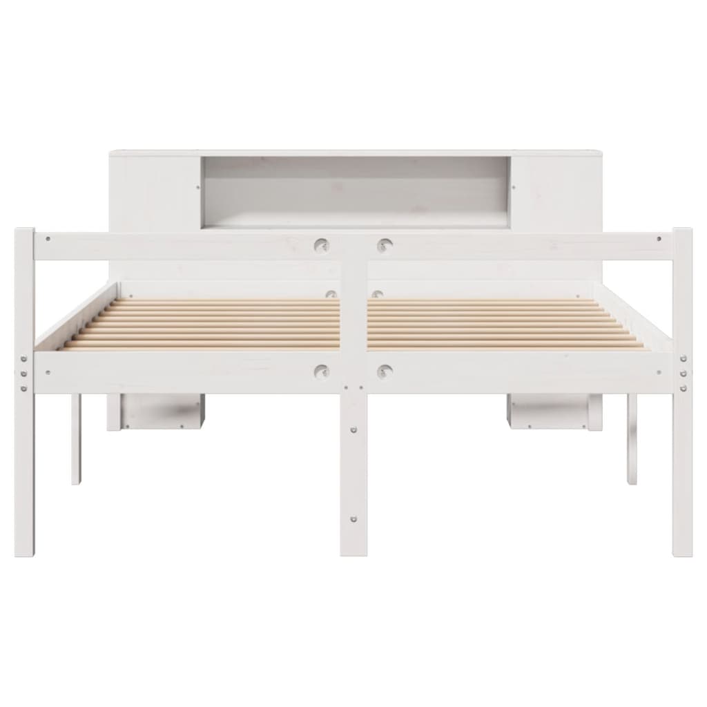 Krevet s regalom z knjige bez madraca bijeli 140x190cm borovina