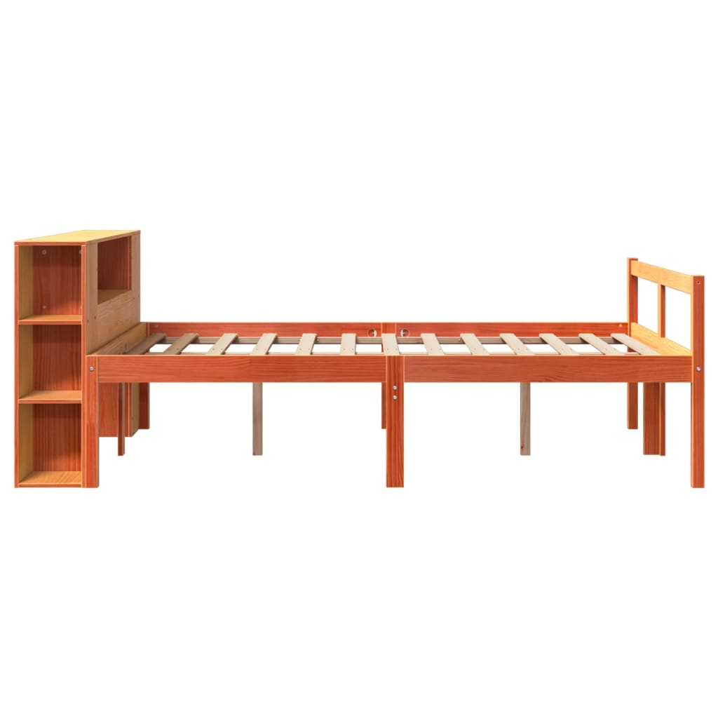 Krevet s regalom za knjige bez madraca 140x200 cm masivno drvo