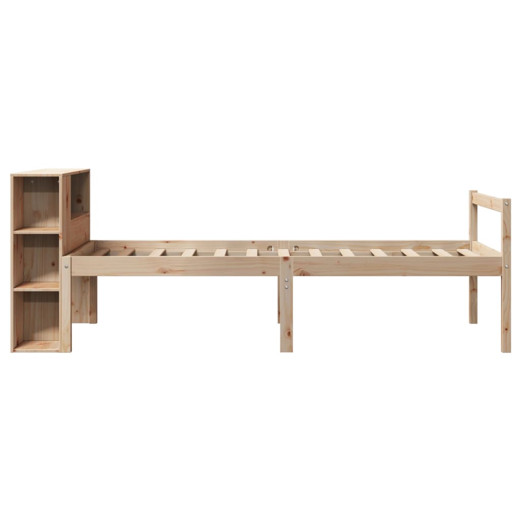 Krevet s regalom za knjige bez madraca 75x190 cm borovina