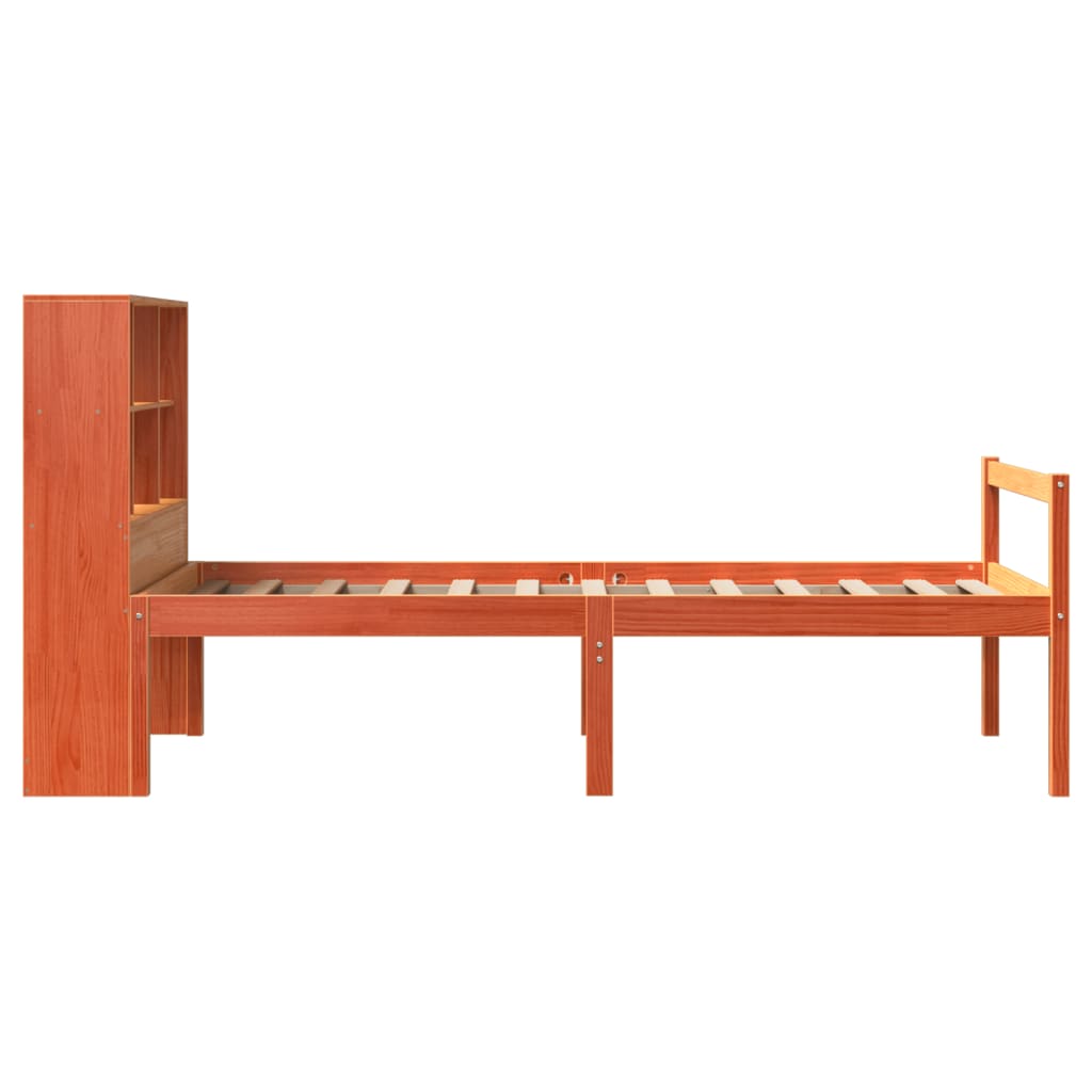 Krevet s regalom za knjige bez madraca 75 x 190 cm masivno drvo