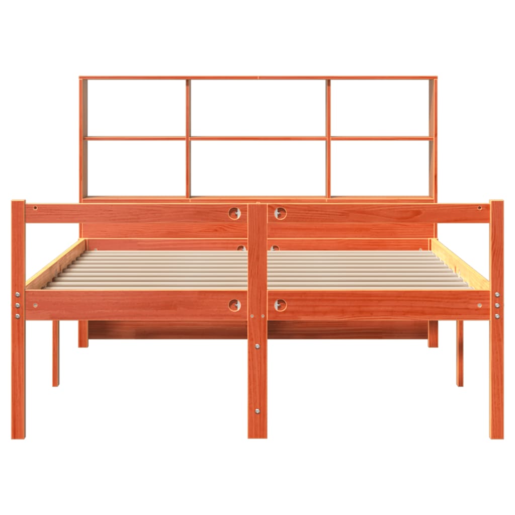 Krevet s regalom za knjige bez madraca 120x190 cm masivno drvo