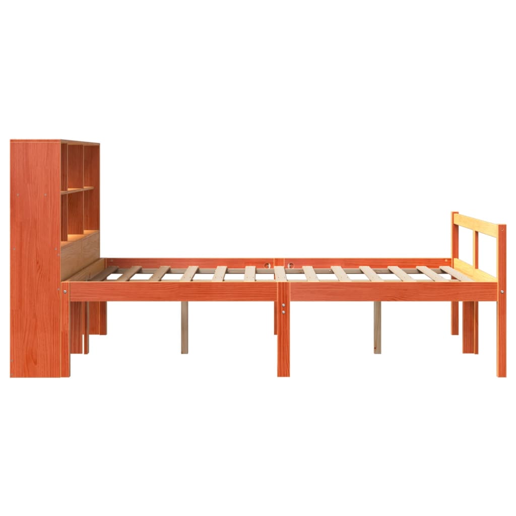 Krevet s regalom za knjige bez madraca 120x190 cm masivno drvo