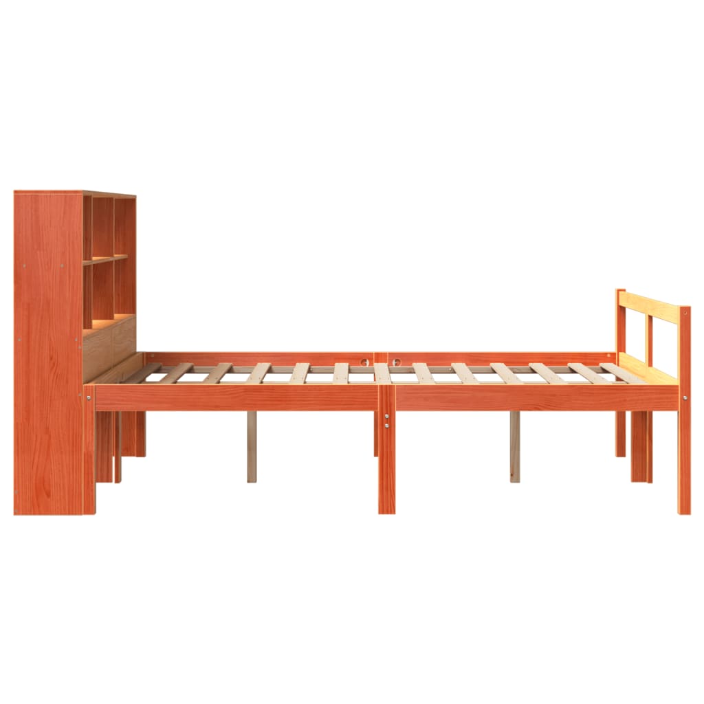 Krevet s regalom za knjige bez madraca 140x190 cm masivno drvo