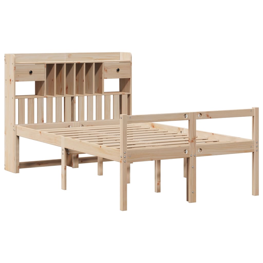 Krevet s regalom za knjige bez madraca 135x190 cm od borovine