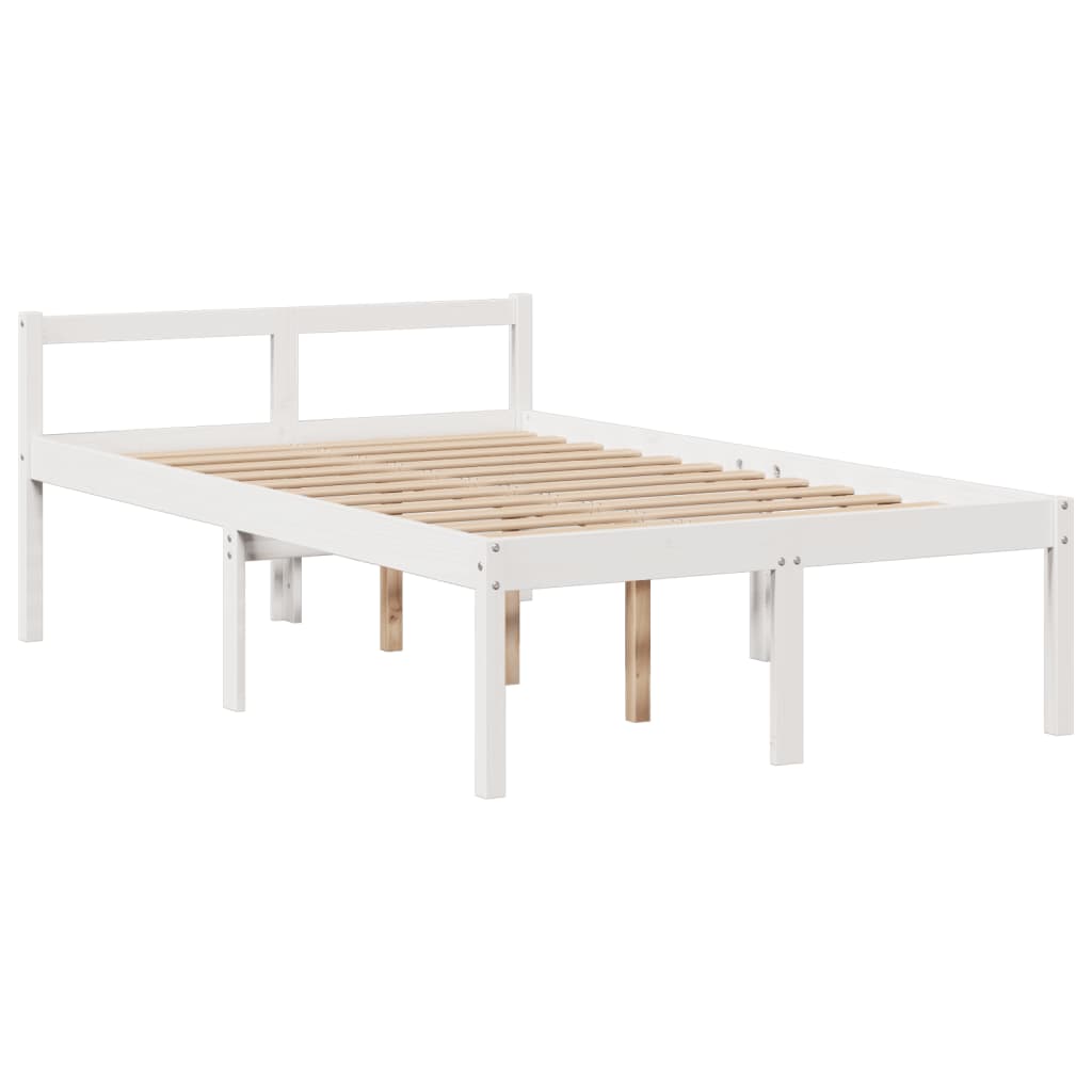 Krevet s regalom z knjige bez madraca bijeli 135x190cm borovina