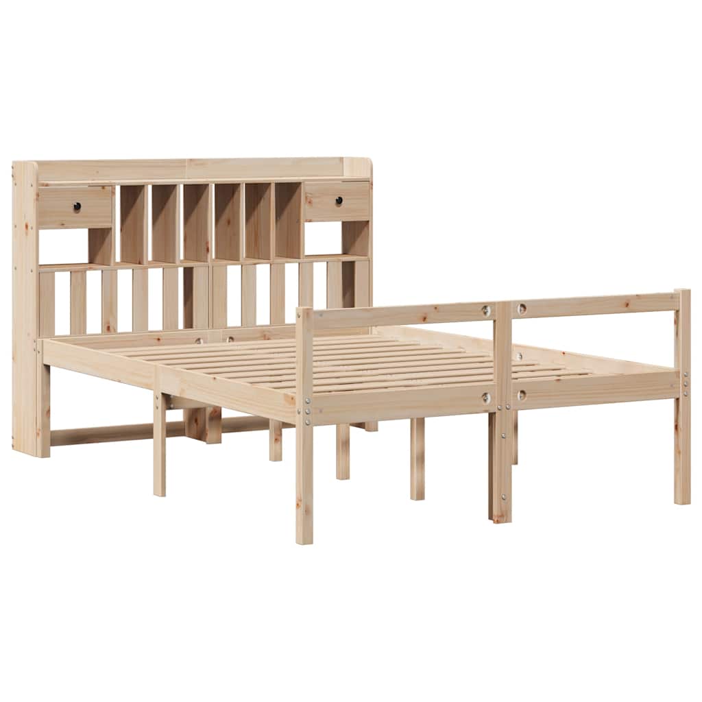 Krevet s regalom za knjige bez madraca 140x190 cm od borovine