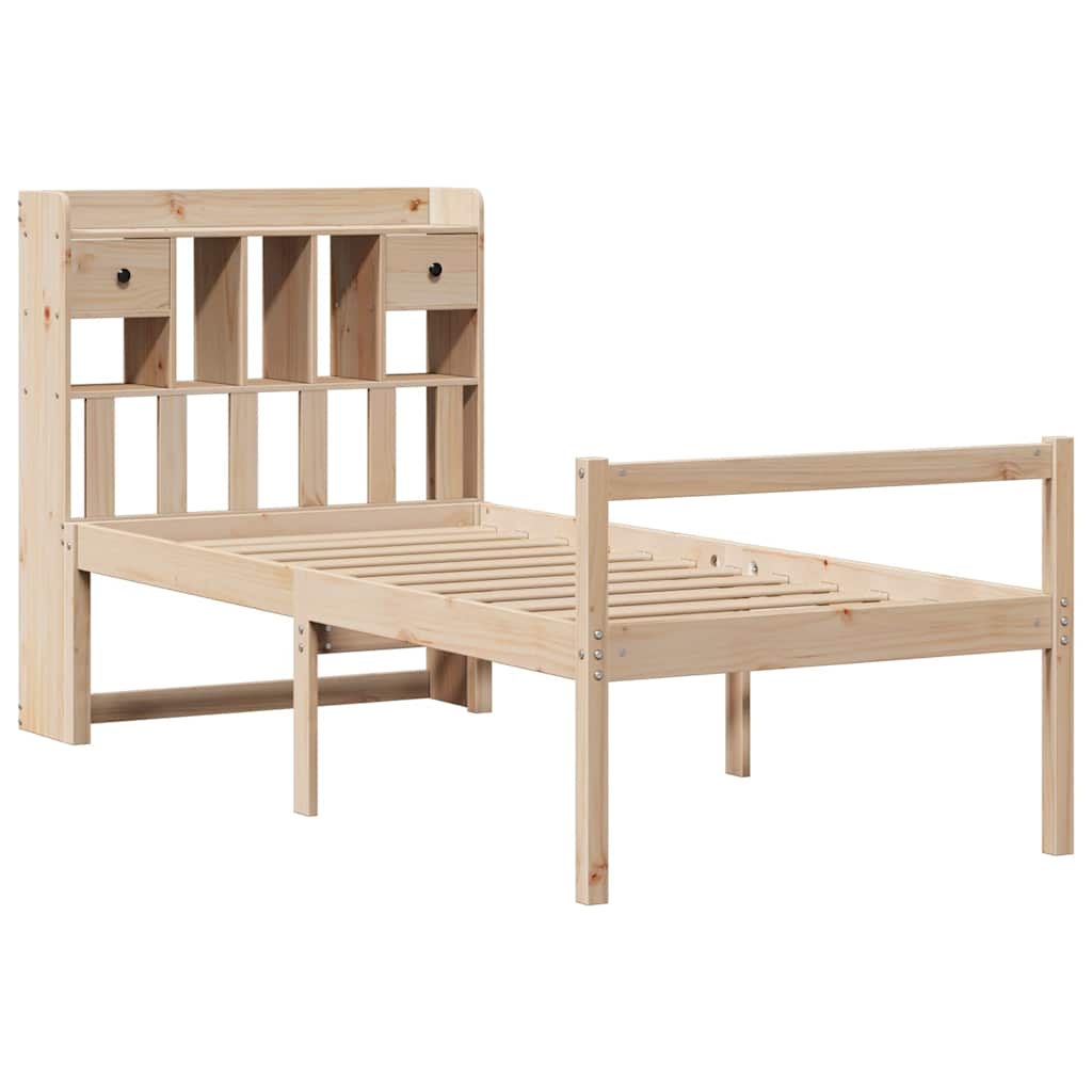 Krevet s regalom za knjige bez madraca 90x200 cm od borovine