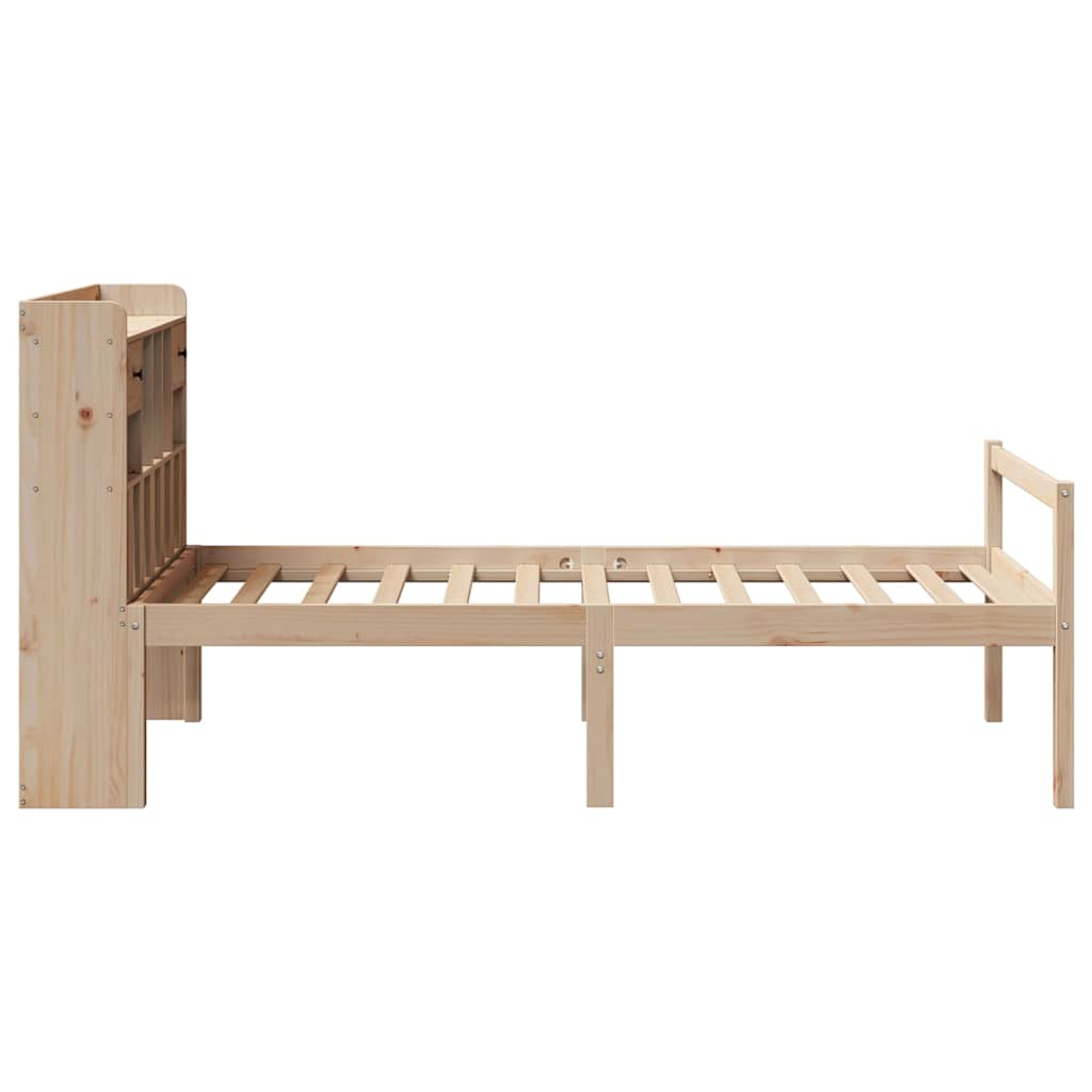 Krevet s regalom za knjige bez madraca 90x200 cm od borovine