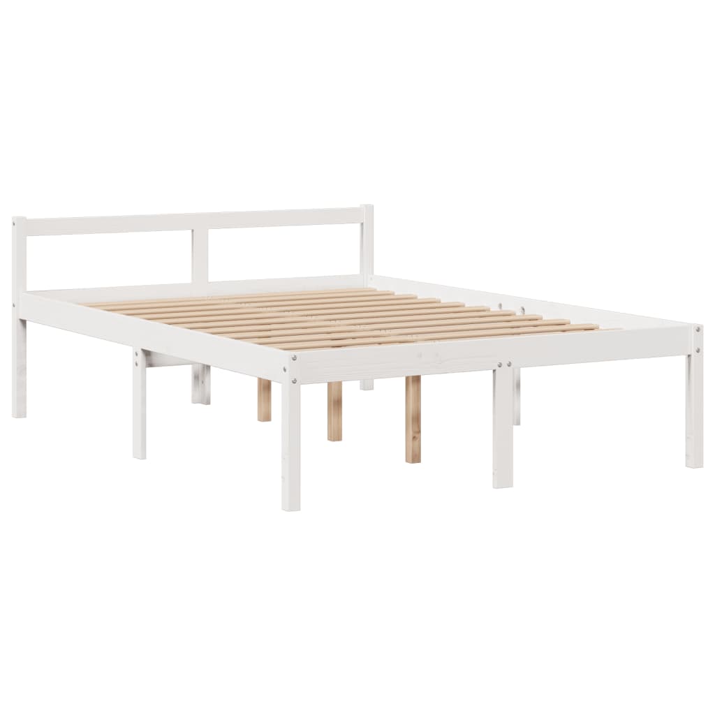 Krevet s regalom z knjige bez madraca bijeli 150x200cm borovina