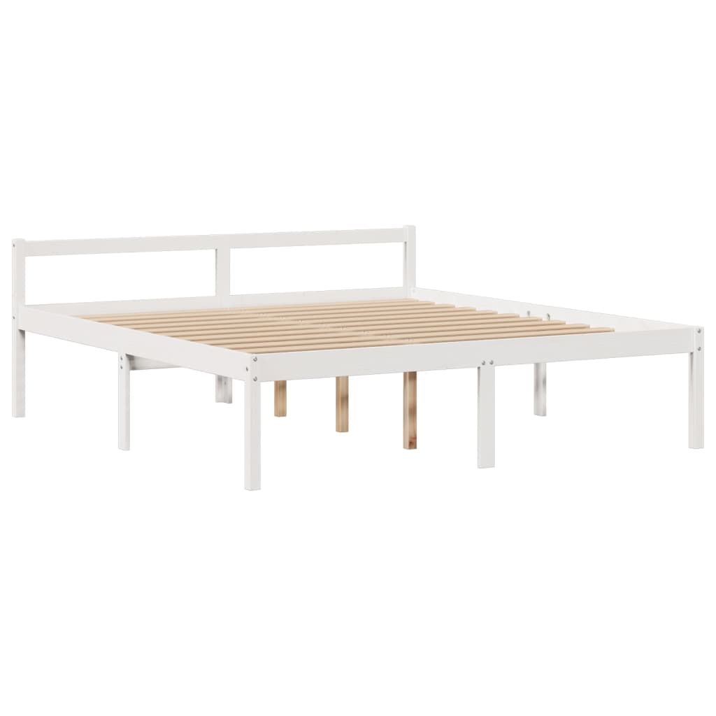 Krevet s regalom z knjige bez madraca bijeli 180x200cm borovina