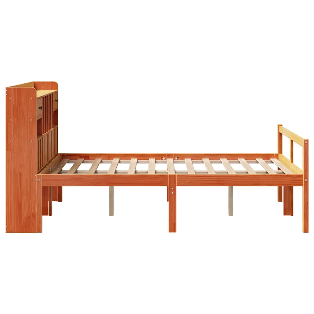 Krevet s regalom za knjige bez madraca 135 x 190 cm od borovine