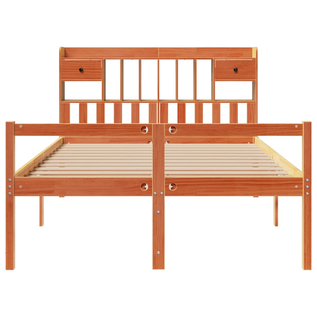 Krevet s regalom za knjige bez madraca 140x200 cm od borovine