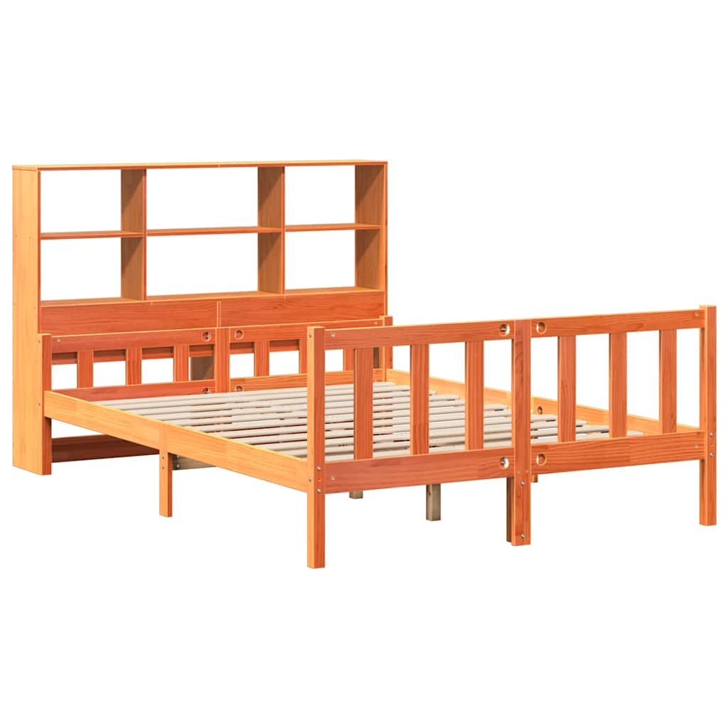 Krevet s regalom za knjige bez madraca 150x200 cm masivno drvo