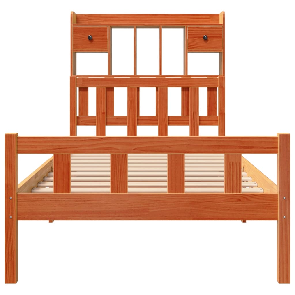 Krevet s regalom za knjige bez madraca 75 x 190 cm od borovine