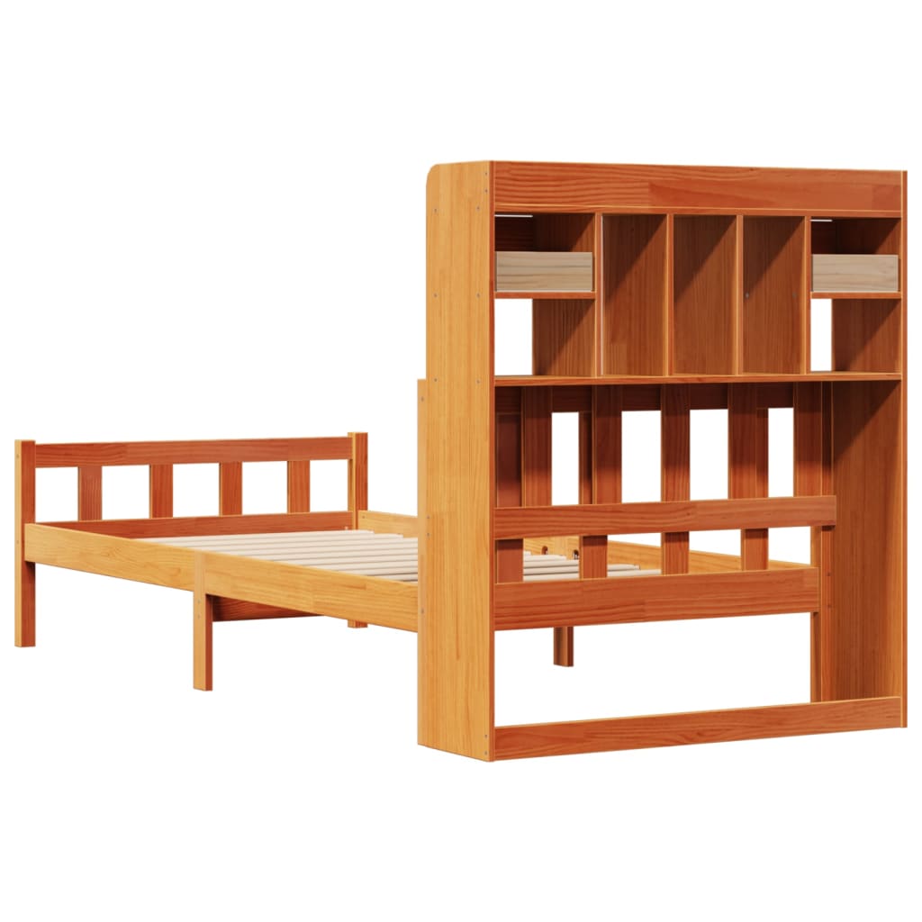 Krevet s regalom za knjige bez madraca 75 x 190 cm od borovine